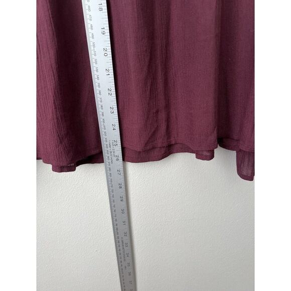 Parker Womens Boho Blouse Embroidered Flare Sleeves Purple High Neck Size M - Picture 3 of 12